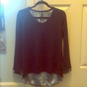 NYDJ mixed media split back sweater